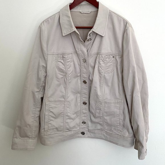 Beige Designer Jean Jacket - Picture 1 of 10